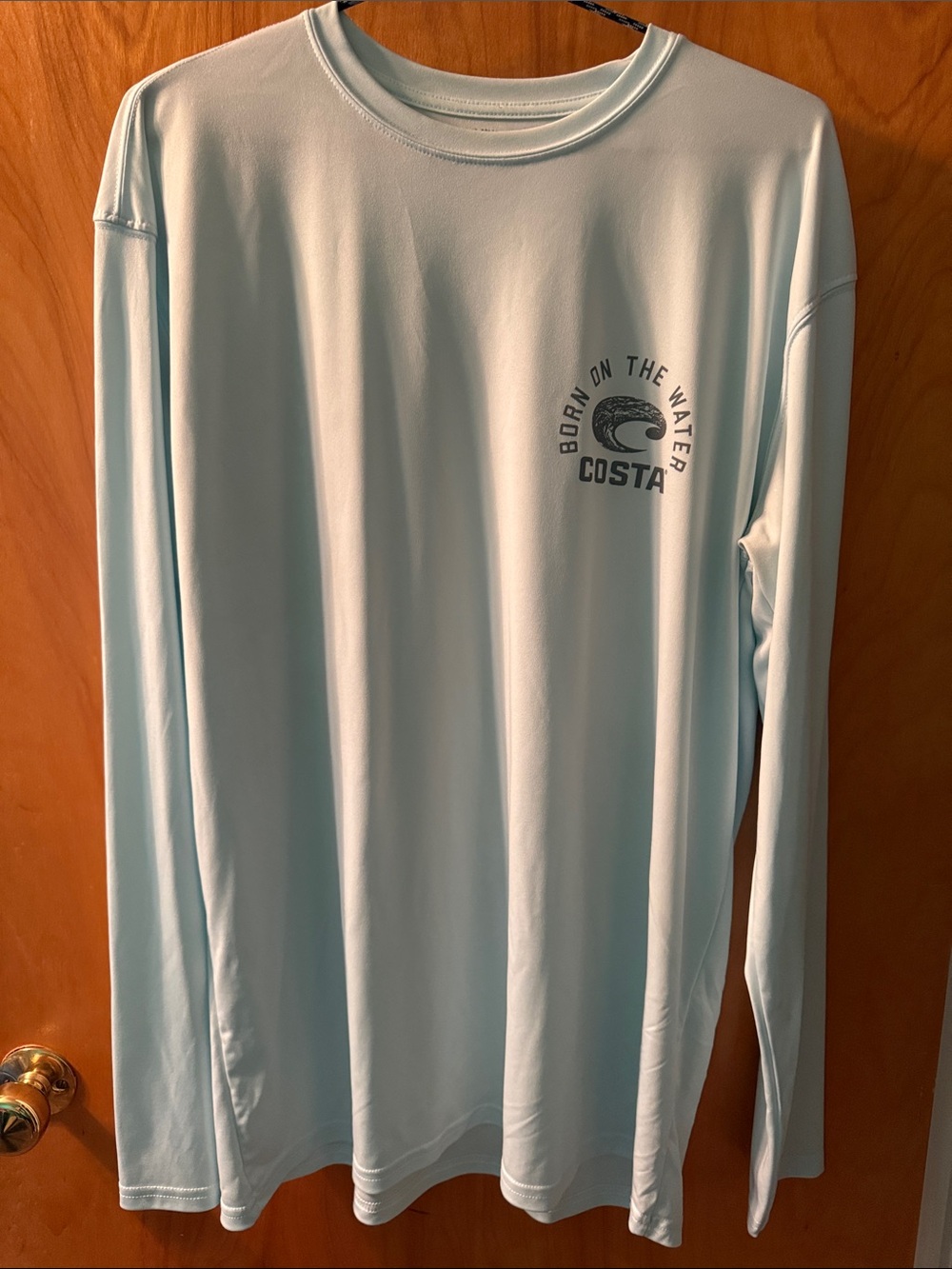 Costa Light Blue Long-Sleeve Performance Tee with Logo